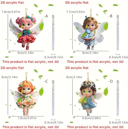 Crystal Effect Hanging Ornaments Set 4PCS Small Angel