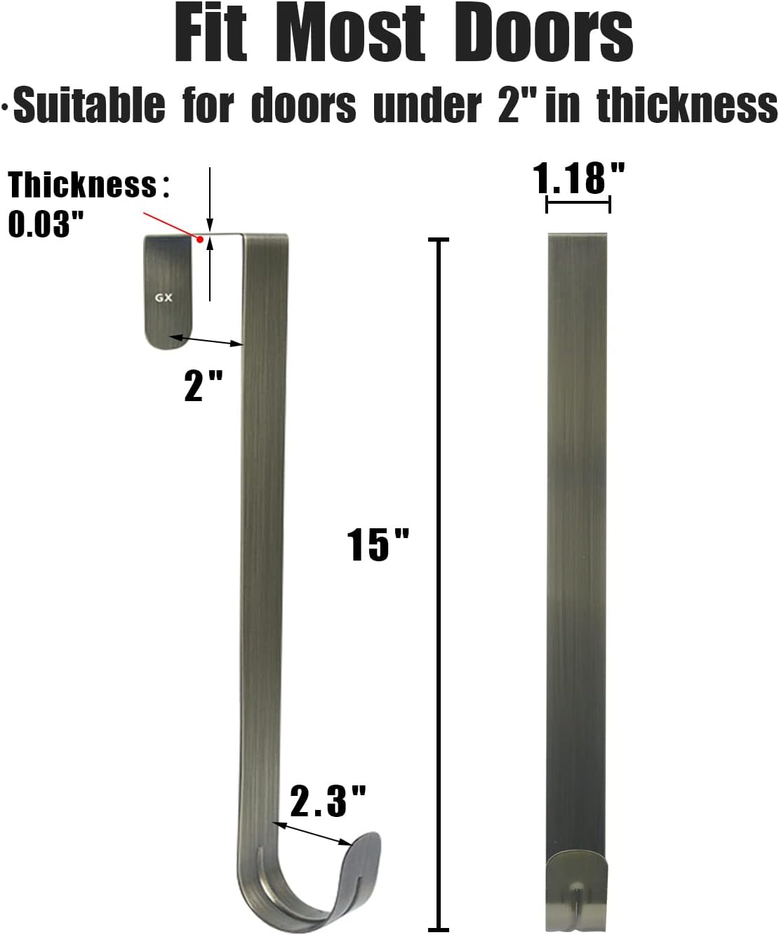 GameXcel 15 Inch Brass Wreath Hanger for Front Door