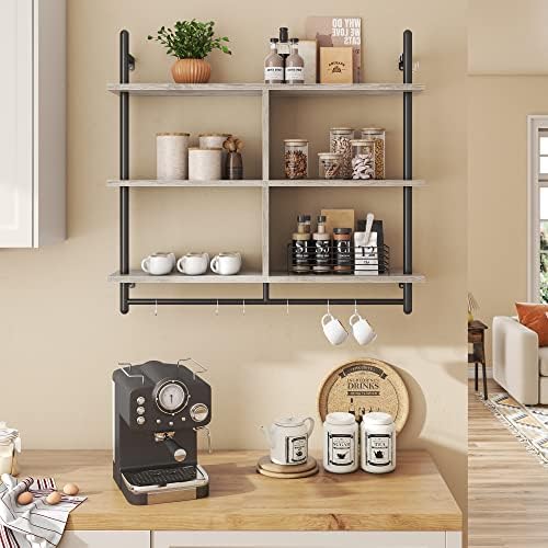 Bestier 415 Inch Floating Pipe Shelving 3 Tier Ladder Shelf