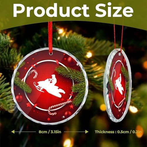 Snowmobile Christmas Glass Ornament 31 Inch Pendant