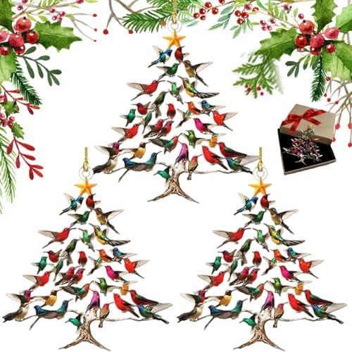 Colorful Stack Hummingbird Christmas Ornament 3Pcs