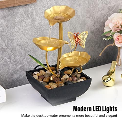 Gavigain Tabletop Fountain with LED Lights and Three Speed Settings