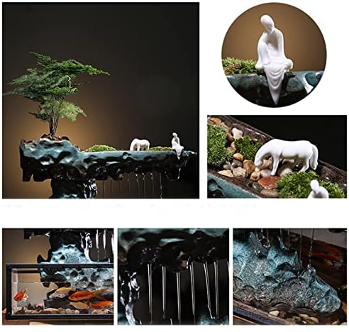 Elegant Tabletop Fountain with LED Lighting and Waterfall