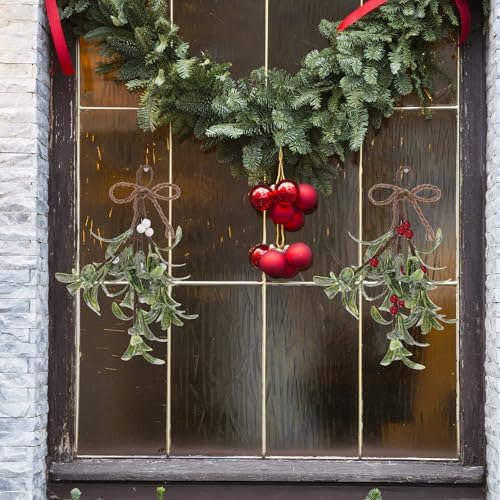 2 PCS Artificial Mistletoe Hanging Decor for Christmas