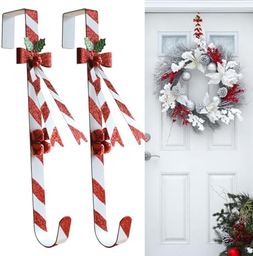 2 Pack Candy Cane Wreath Hangers for Front Door