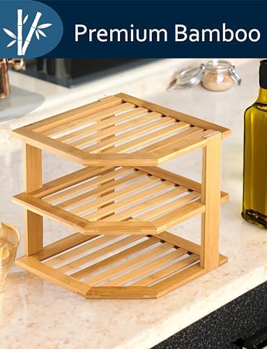 RoyalHouse Bamboo 3-Tier Corner Shelf Organizer