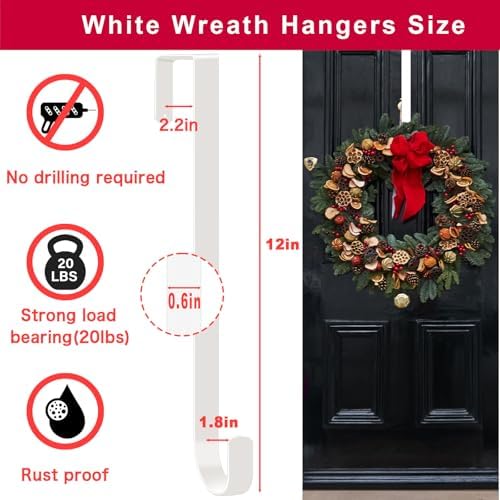 4 Pack Solid Wreath Hangers for Front Door