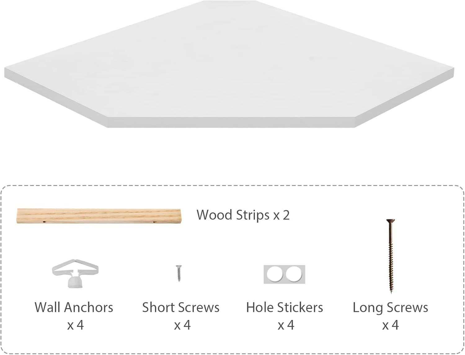 White Floating Corner Shelf with Cable Hole