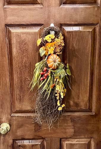 Fall Decor Wreath with Pumpkins and Berries 26