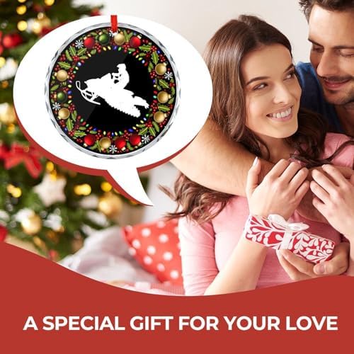 Snowmobile Christmas Glass Pendant 31 Inch