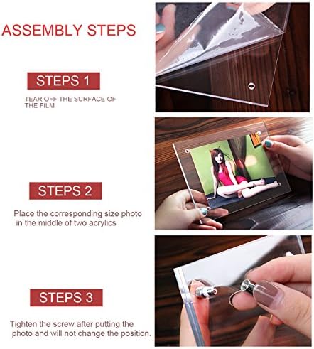 BFRed Acrylic Photo Frame 5x7 Inch WallTabletop Frame 3 Pack