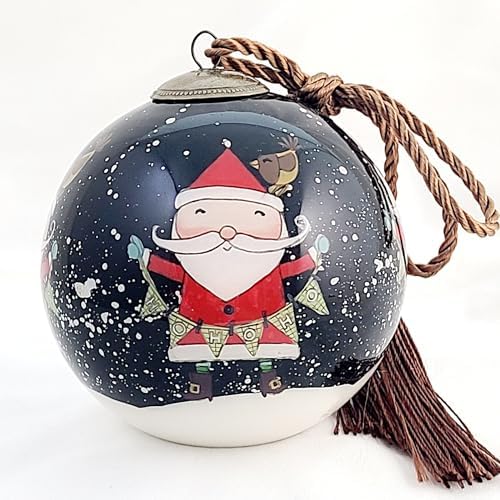 Classic Santa HoHoHo Inside Painted Glass Ornament