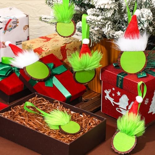 Shellwei 24 Pack Christmas Green Monster Ornaments