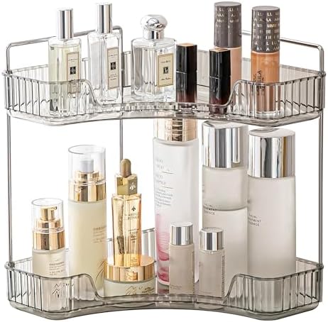 YCIADONE Corner Counter Organizer 2 Tiers Smoky Gray