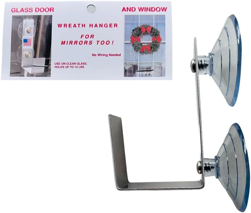 Glass Door Wreath Hanger with 2 Suction Cups