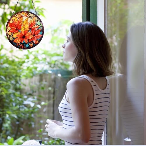Autumn Maple Leaf Suncatcher Window Hanging Decor