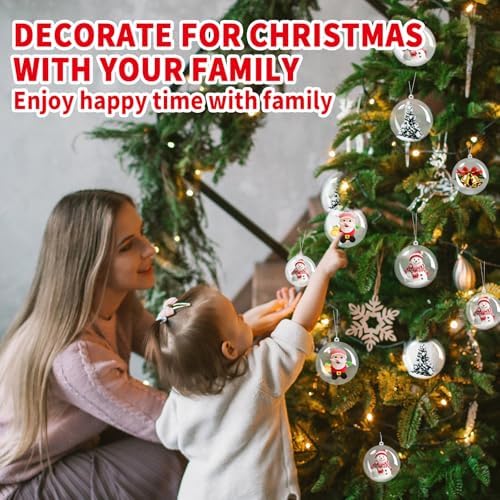 50 Pcs Clear Plastic Fillable Ornaments for Christmas Decor