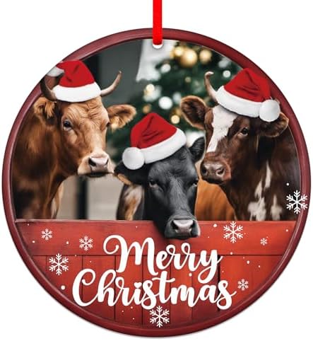 FaCraft Farmhouse Cow Christmas Ornament 2025