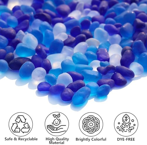 Sea Glass Stones - 29LB Blue Mixed Frosted Decor