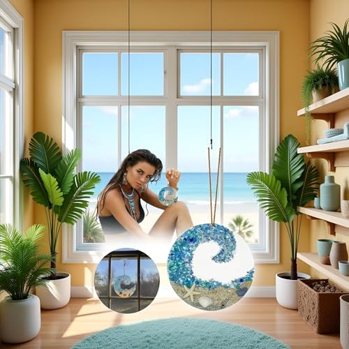 Sea Glass Suncatcher Ocean Wave Decor Hanging Ornament