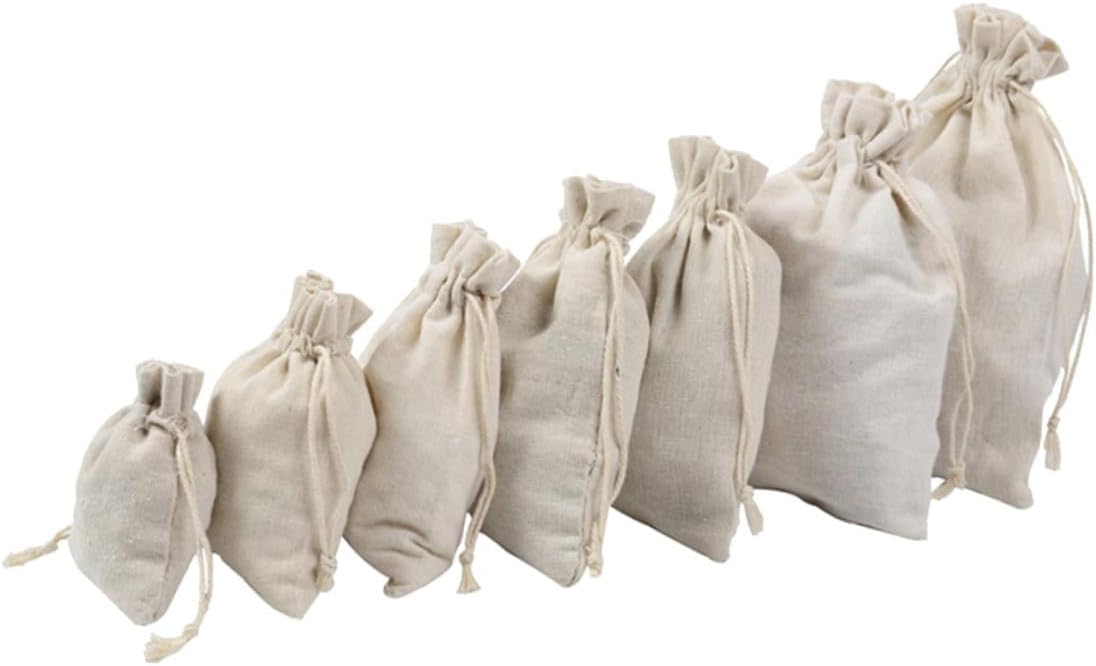 4Pack Cotton Drawstring Sachet Bags for Tea Storage and Lavender Fragrance