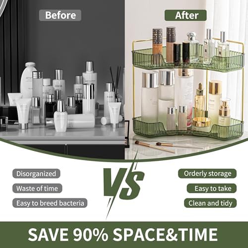 YCIADONE Corner Counter Organizer 2 Tiers Cosmetic Tray