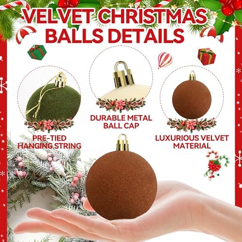 30 Pcs 24 Inches Velvet Christmas Balls Set