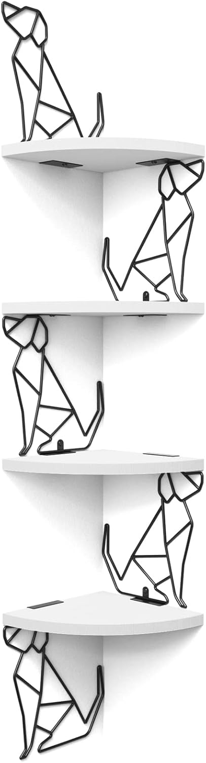 Alsonerbay White Corner Shelf Wall Mount 4 Tier