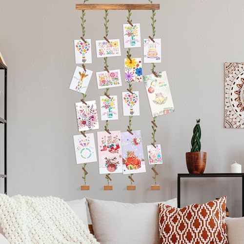 Wooden Hanging Photo Display with 20 Clips Wall Decor Frame
