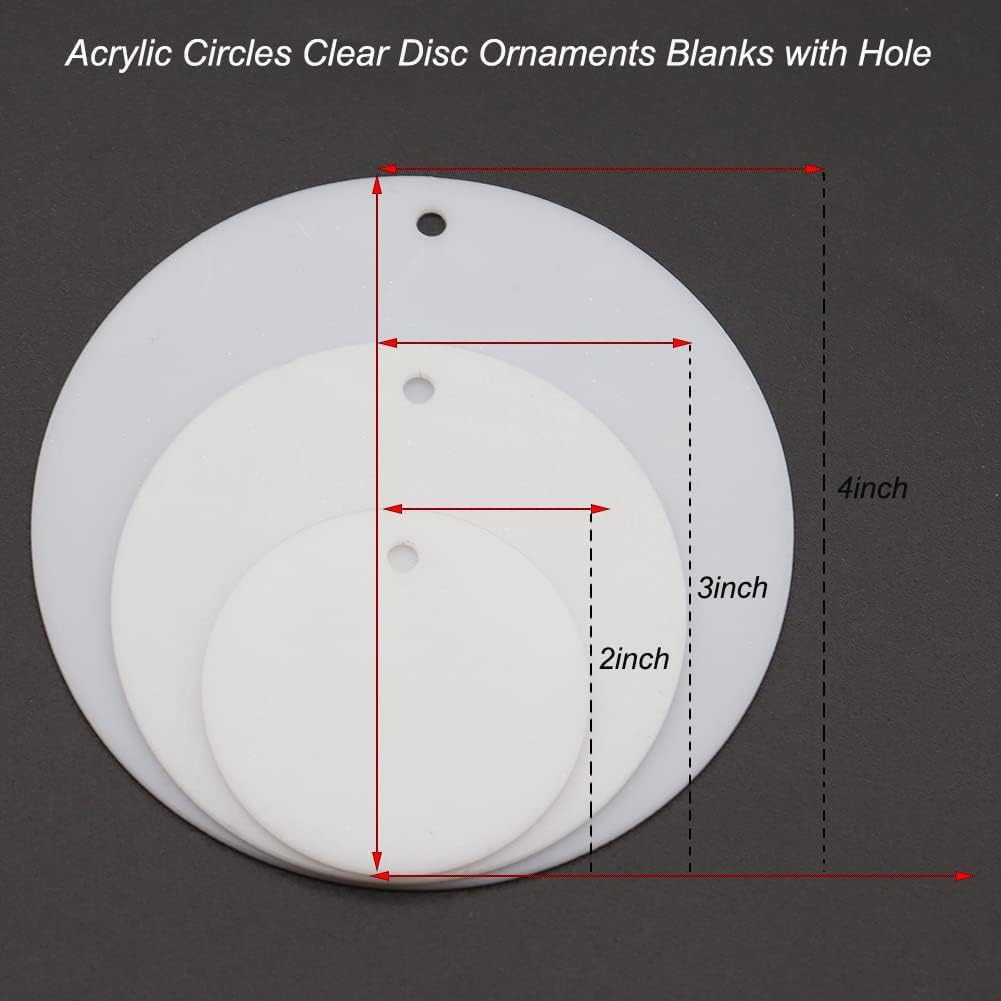 32 Piece 3Inch Acrylic Keychain Blanks with Hole