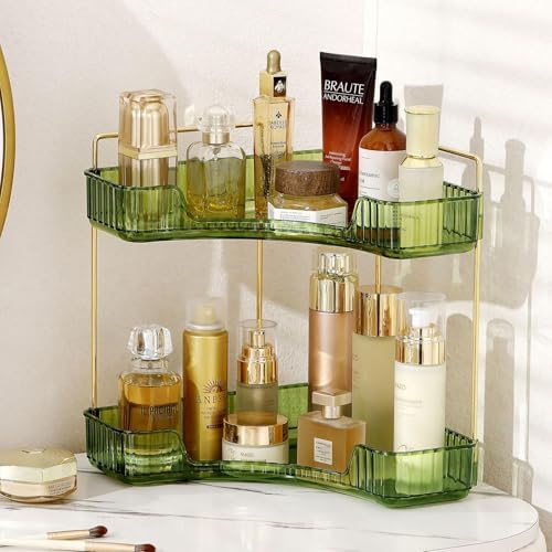 YCIADONE Corner Counter Organizer 2 Tiers Cosmetic Tray
