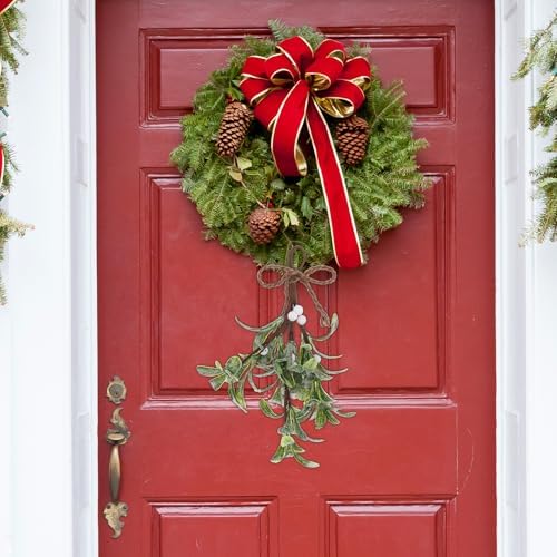 2 PCS Artificial Mistletoe Hanging Decor for Christmas