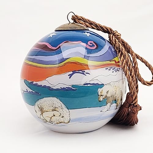 Polar Bear Glass Ball Ornament Manual Painted