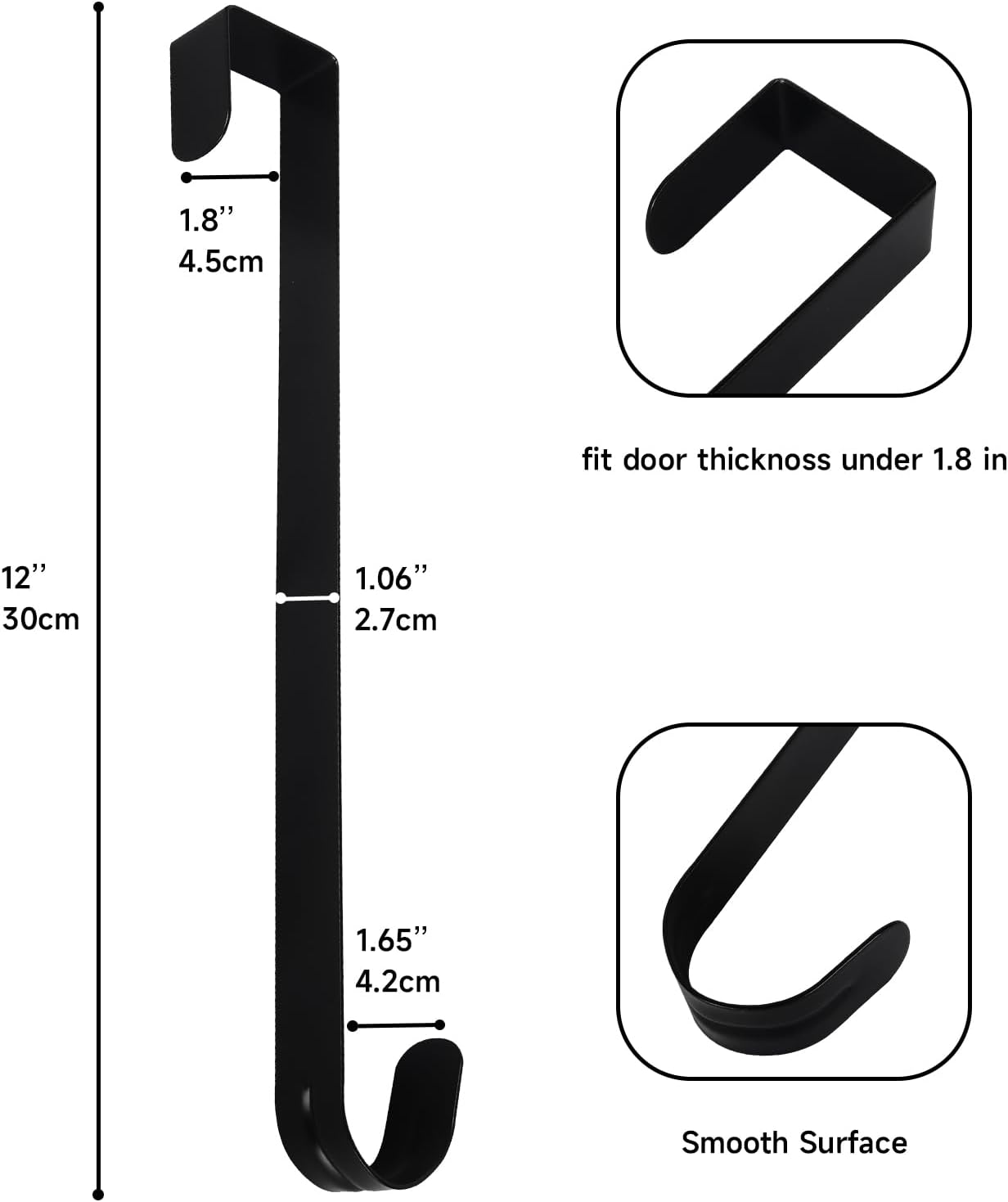 2 Pack 12 Inch Heavy Duty Door Hangers Hooks