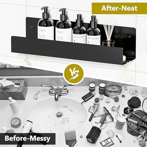 Shower Caddy Organizer 16 Inch 304 Stainless Steel Floating Shelf Black