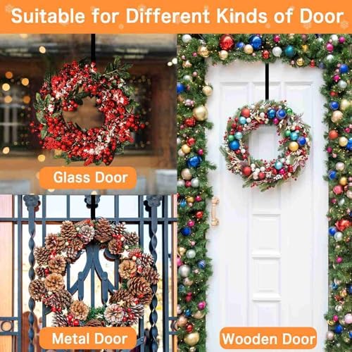 12 Inch Wreath Hangers Black Door Hooks 2 Pack