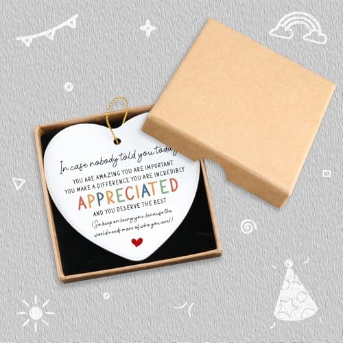 Inspirational Hanging Ornament for Women You Are Amazing Ceramic Heart Keepsake