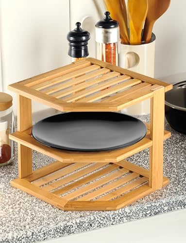 RoyalHouse Bamboo 3-Tier Corner Shelf Organizer