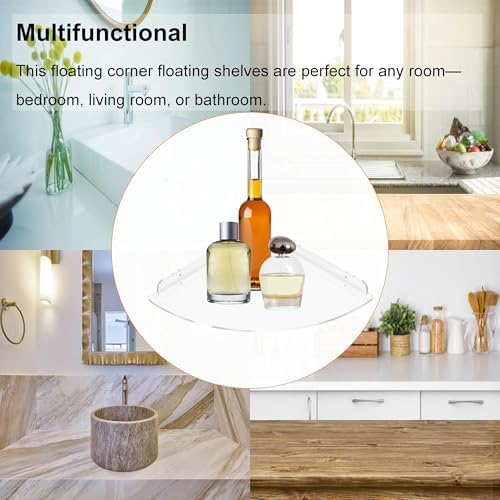 Acrylic Corner Floating Shelf 7 Inch Waterproof Wall Mount Organizer