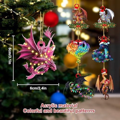 2024 Dragon Christmas Tree Ornaments - 32 Unique Acrylic Decorations