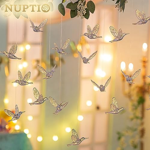 NUPTIO 30pcs Acrylic Flying Birds Hanging Decor