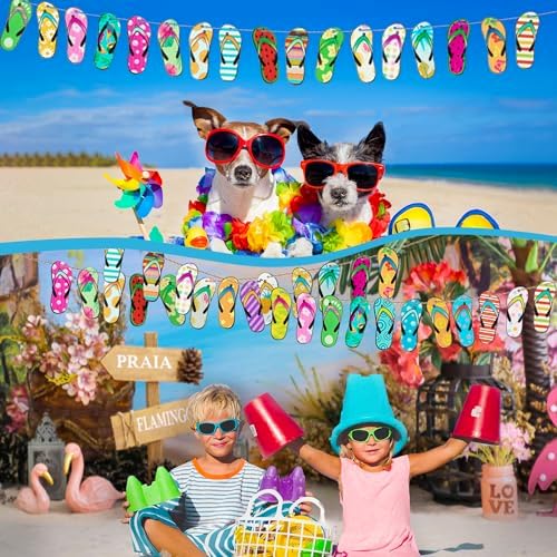 Summer Flip Flop Wood Hanging Decorations 31Pcs