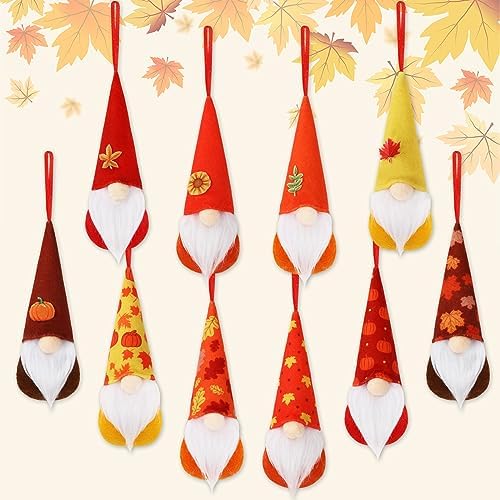 Whaline 10Pcs Fall Gnome Hanging Ornaments