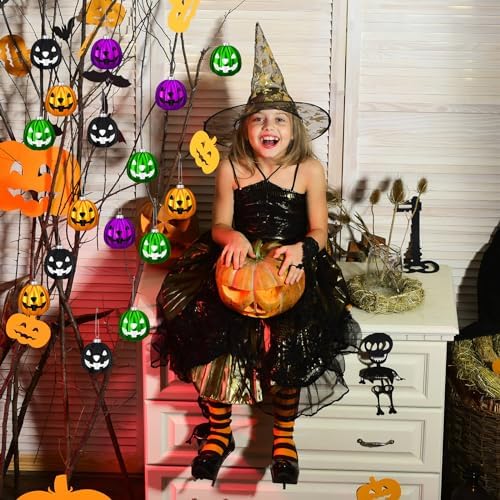 Zhanmai Halloween Pumpkin Hanging Ornaments 12 Pcs Set