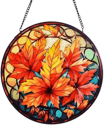 Autumn Maple Leaf Suncatcher Window Hanging Decor