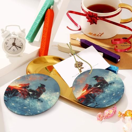 Yilequan Snowmobile Ceramic Christmas Ornament