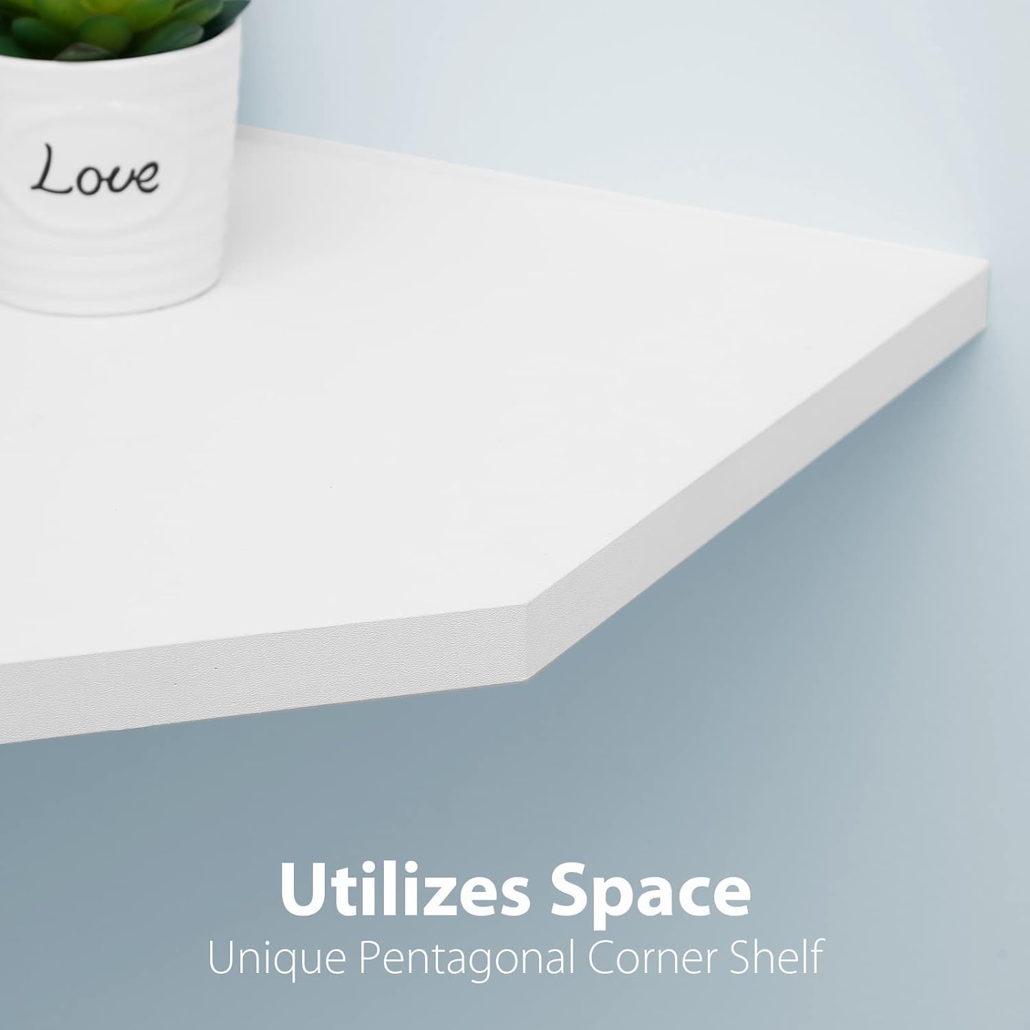 White Floating Corner Shelf with Cable Hole