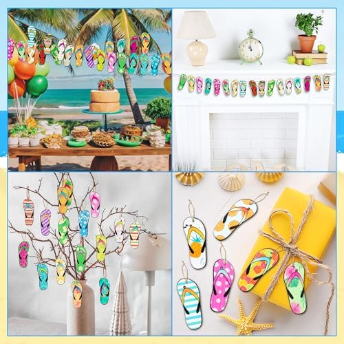 Summer Flip Flop Wood Hanging Decorations 31Pcs
