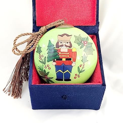 OKEA Nutcracker Soldier Glass Ornament Art Collectible