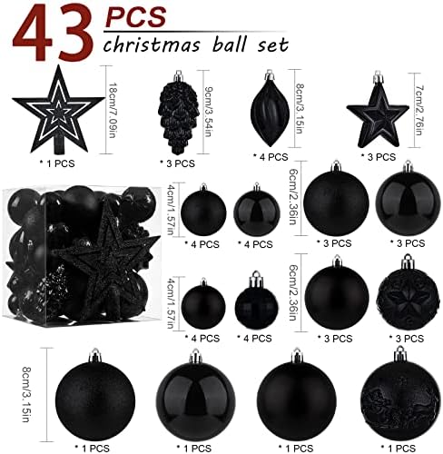CristBest 43pcs Shatterproof Christmas Ornaments